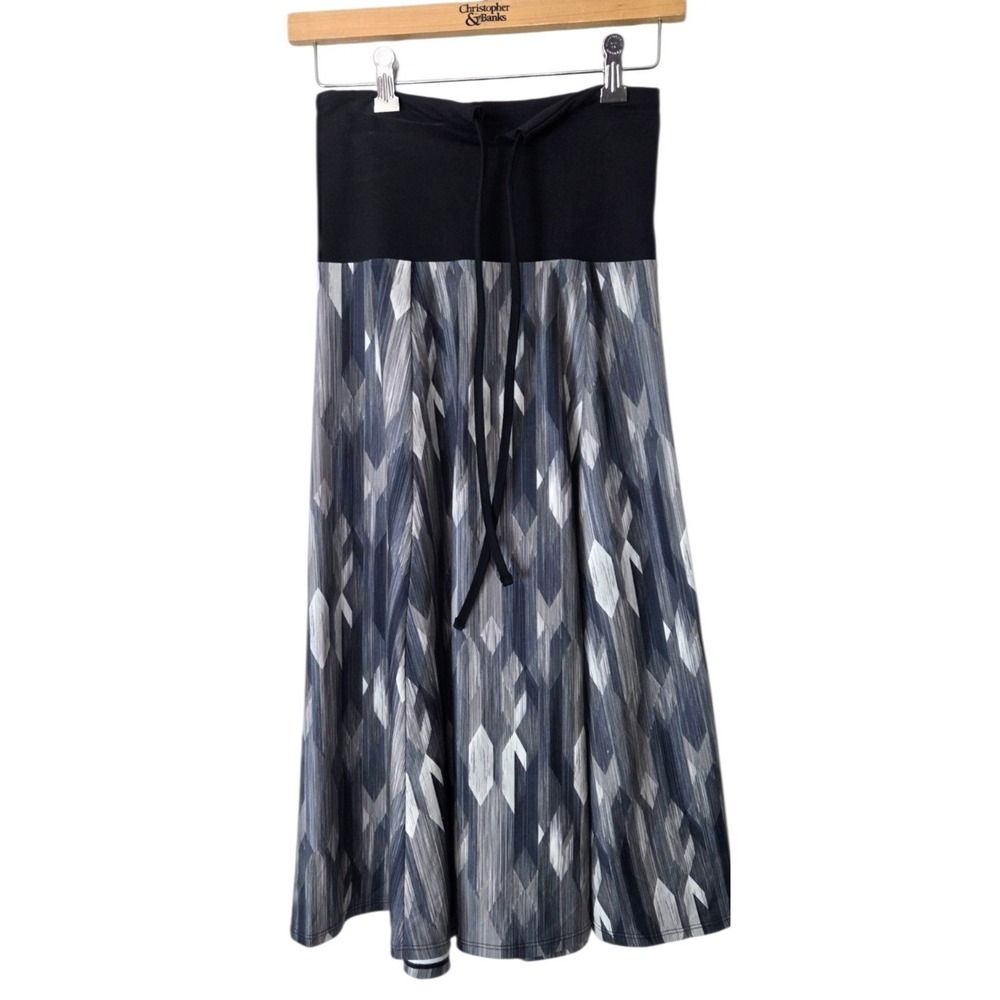 Prana Taj Black Gray White Geometric Print Tube Top Dress‎ Skirt Women's Size S